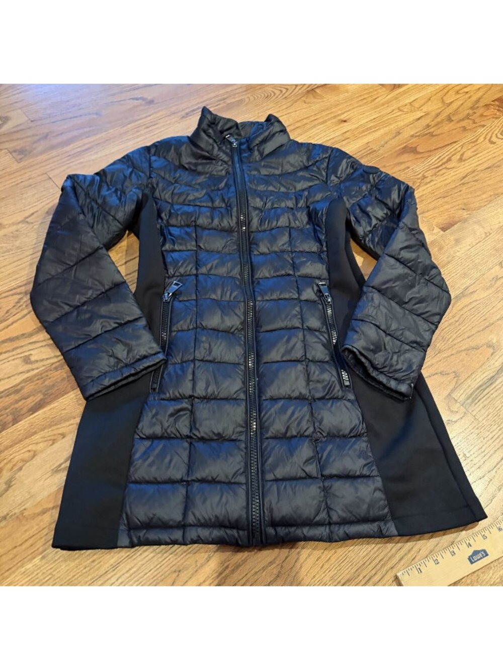 Calvin Klein Womens Black Down Blend Long Coat Small